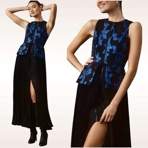 Anthropologie Bhanuni by Jyoti Sleeveless Metallic Jacquard Pleated Midi Dress